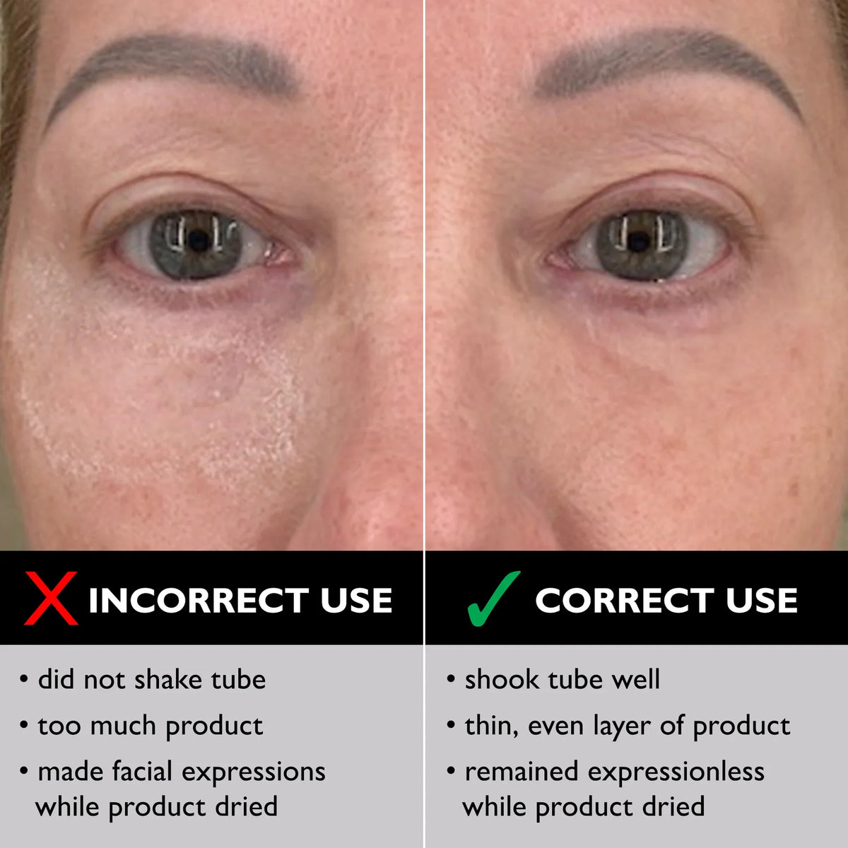 DOs and DONTs guide for avoiding white residue and maximizing eye tightening effect