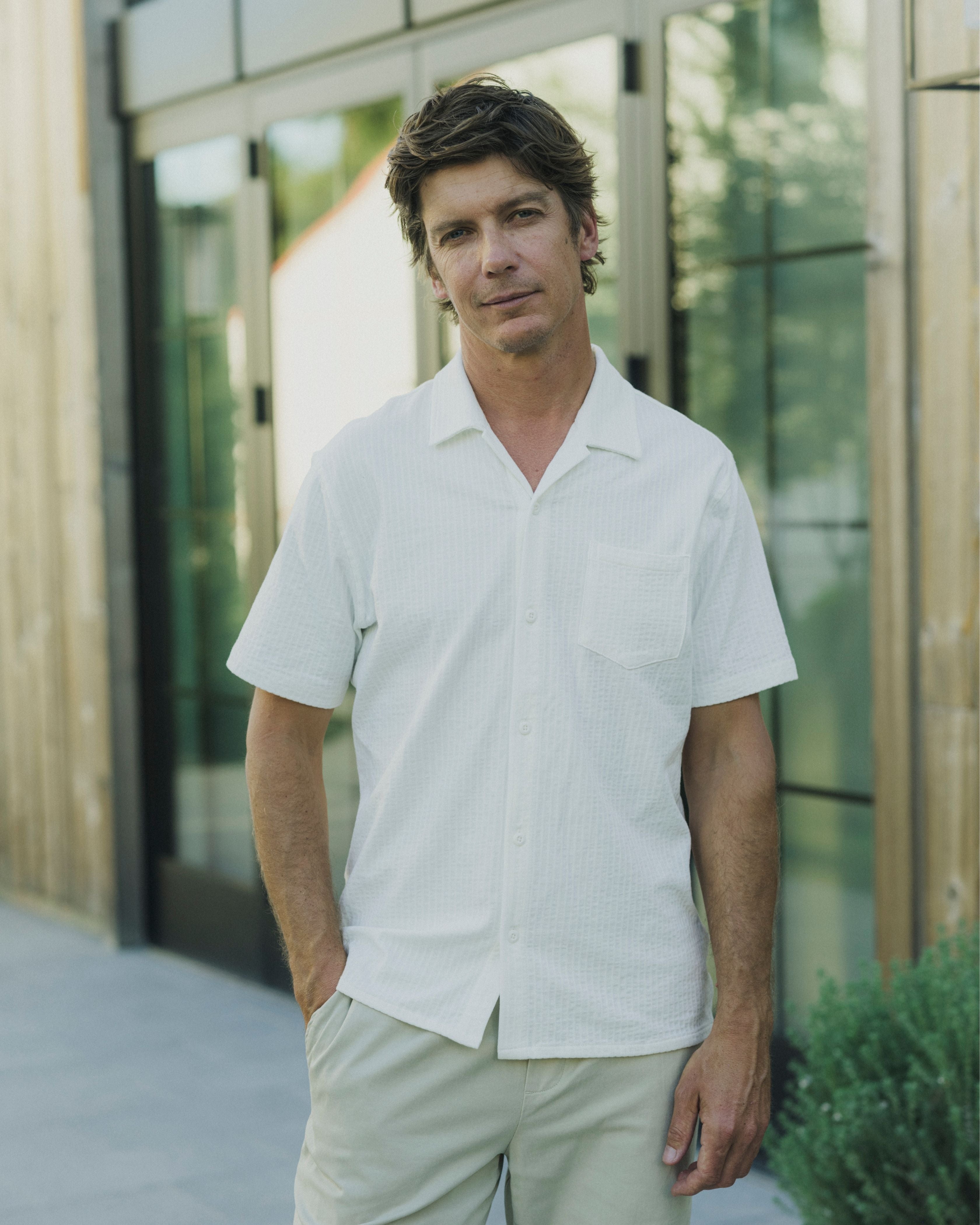 Moderno Jersey Seersucker Shirt - Cream