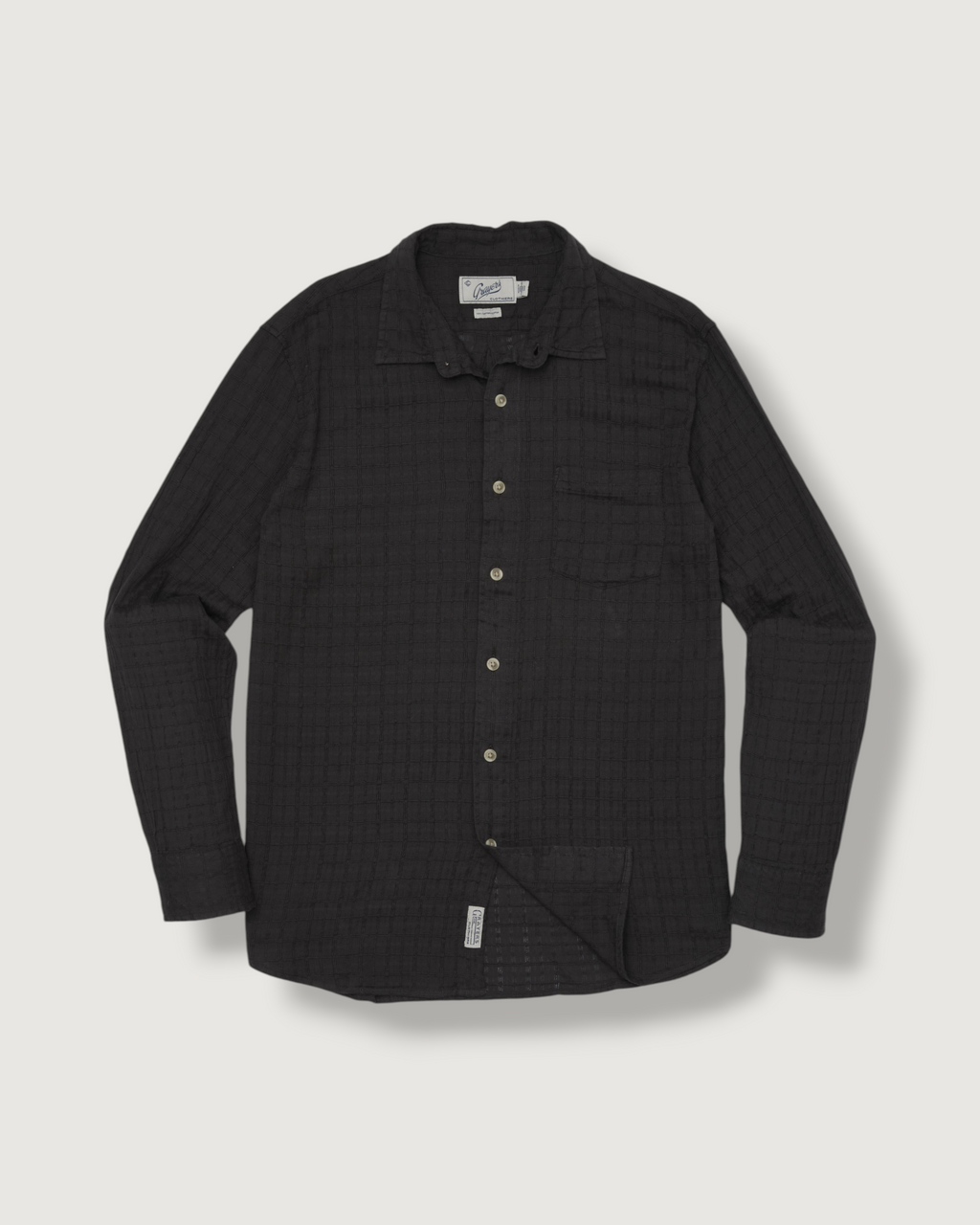 Bamboo Dobby Long Sleeve Shirt - Washed Black