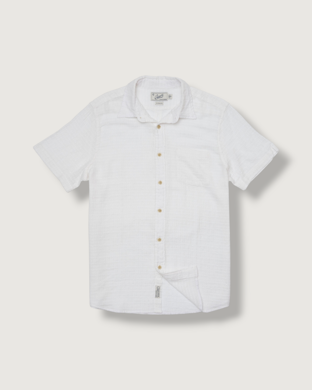 Bamboo Dobby Short Sleeve Shirt - White