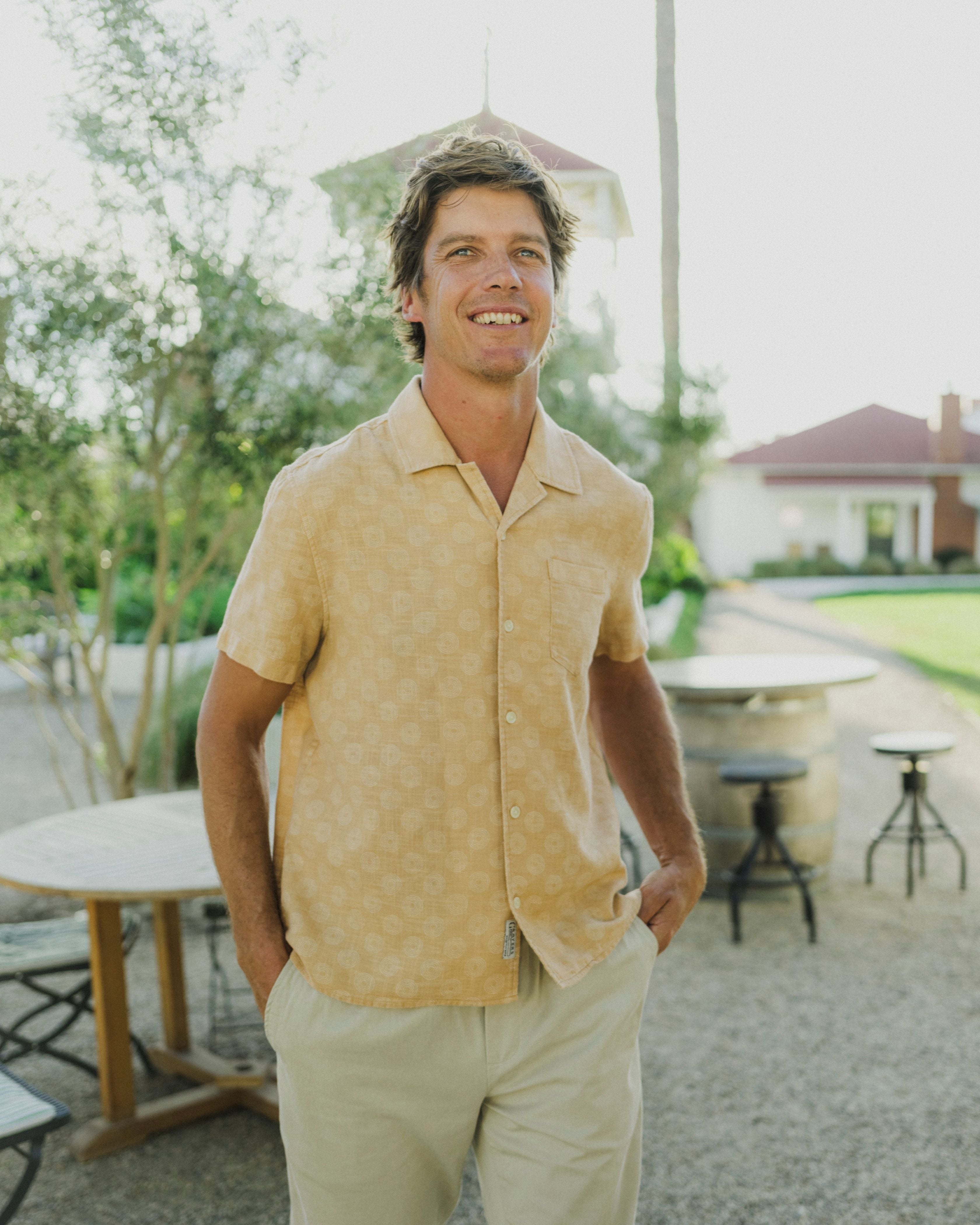 Cottage Loom Printed Camp Shirt - Terracotta Geo