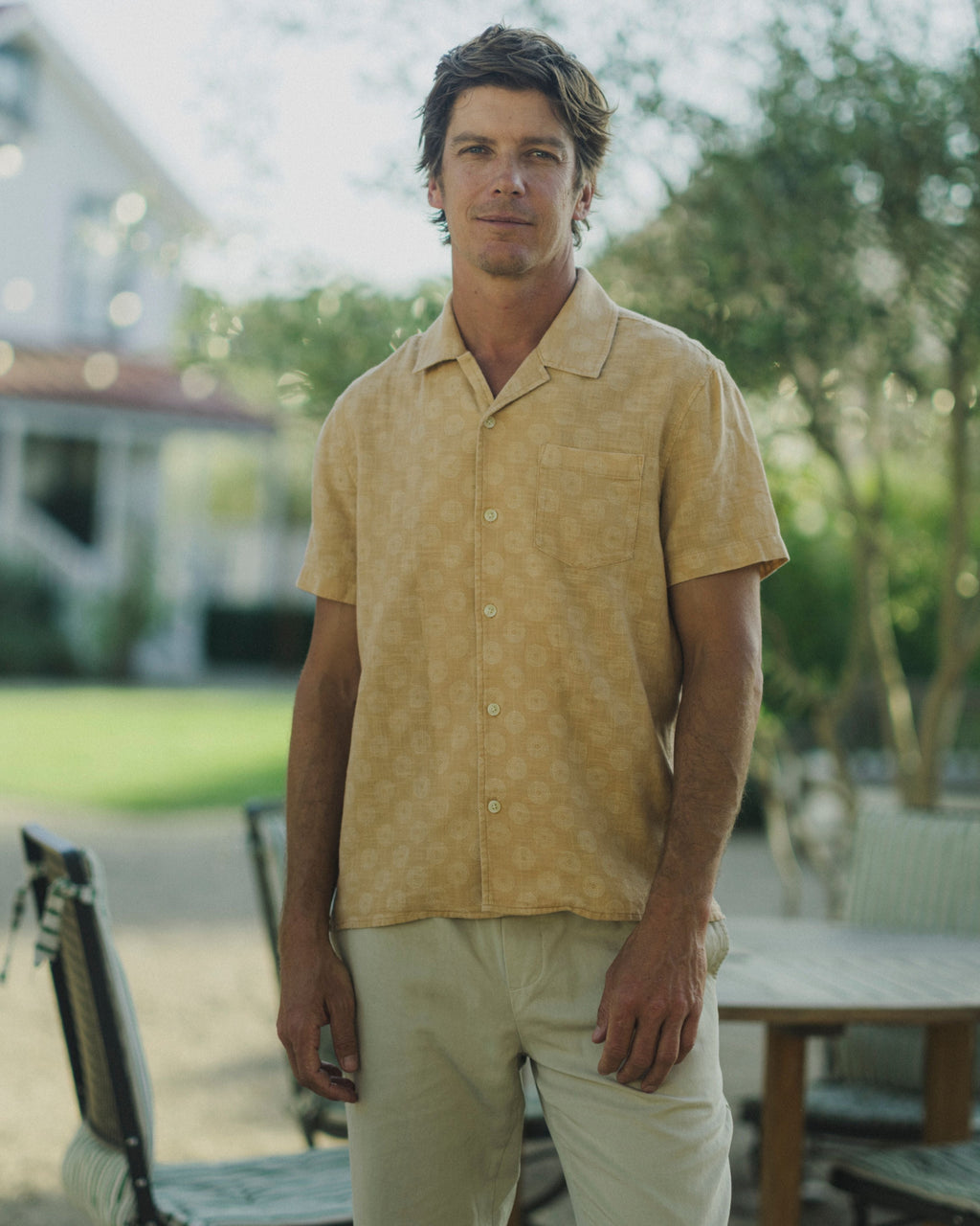 Cottage Loom Printed Camp Shirt - Terracotta Geo