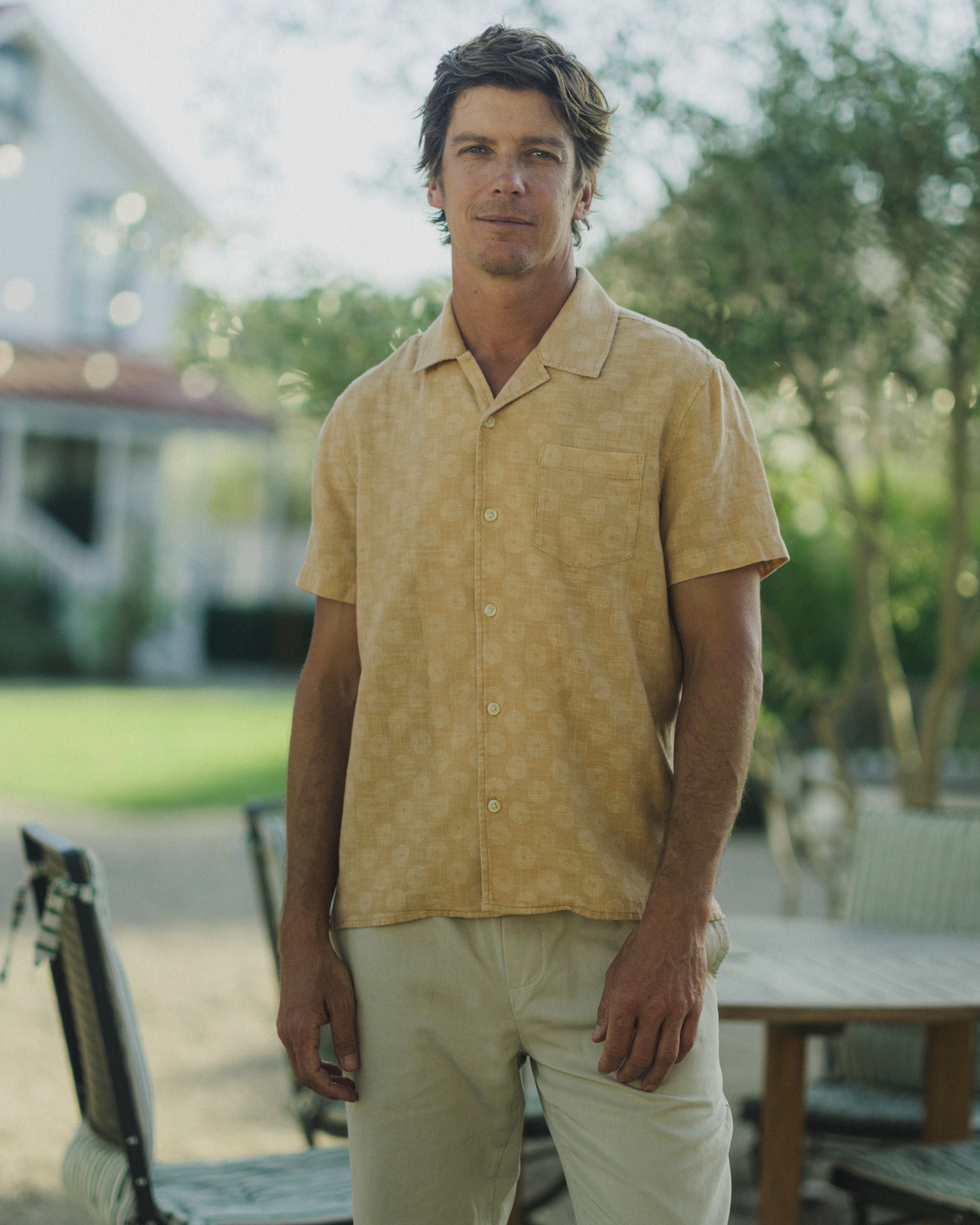 Cottage Loom Printed Camp Shirt - Terracotta Geo