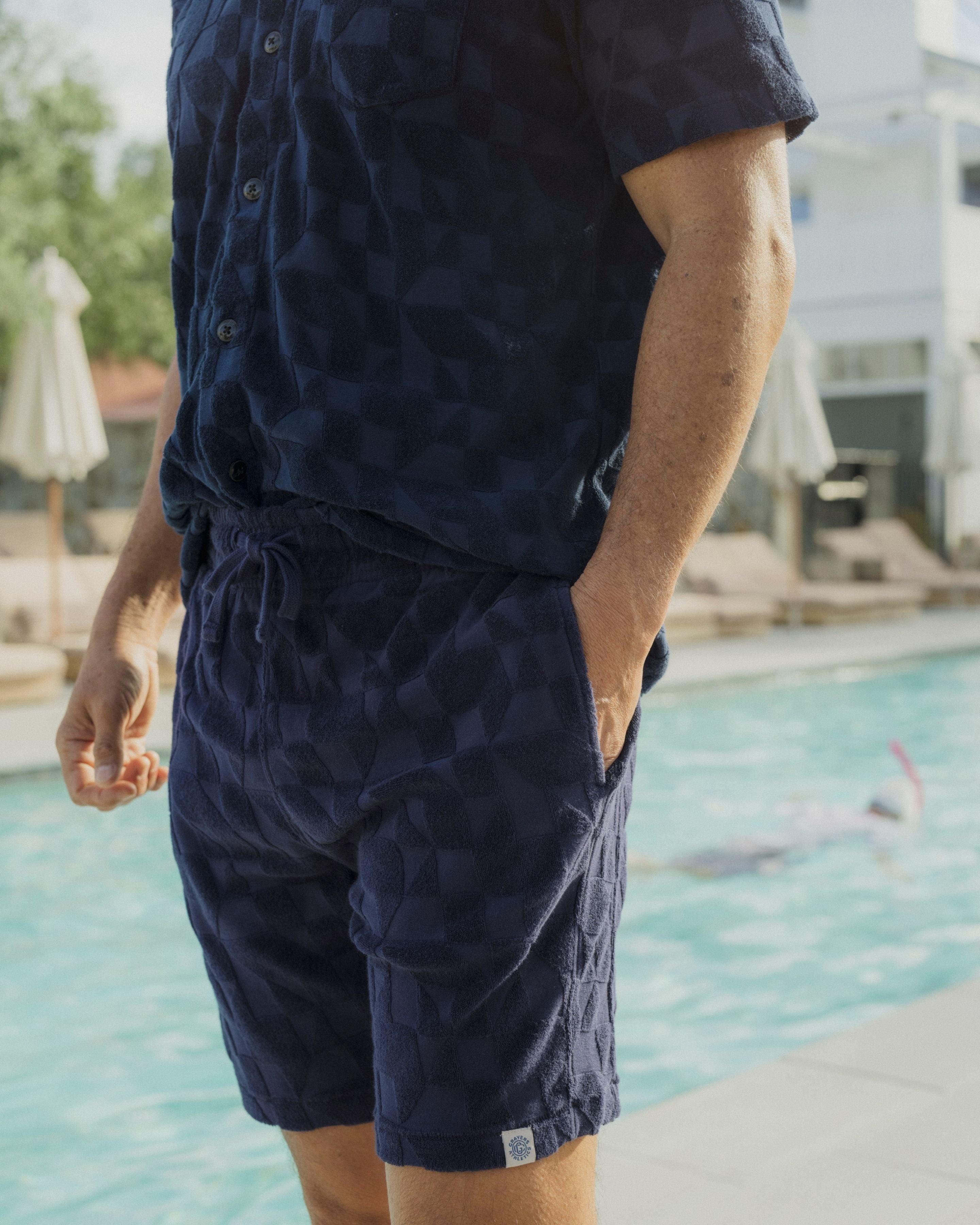 Lalo Terry Jacquard Shorts 7" - Navy
