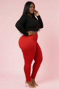 Super Swank High Waist Stretchy Jeans - Red