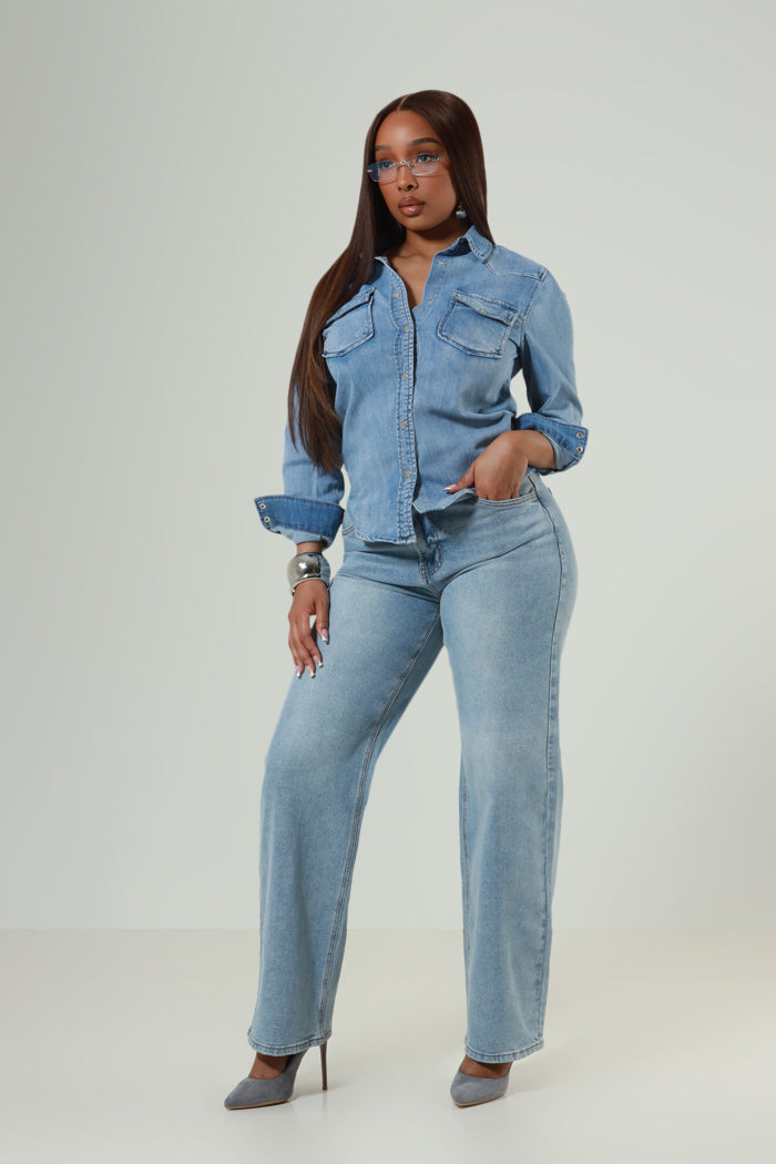 RWD CLASSIC 100 Button Down Denim Shirt - Blue