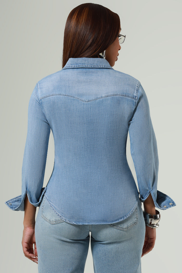 RWD CLASSIC 100 Button Down Denim Shirt - Blue