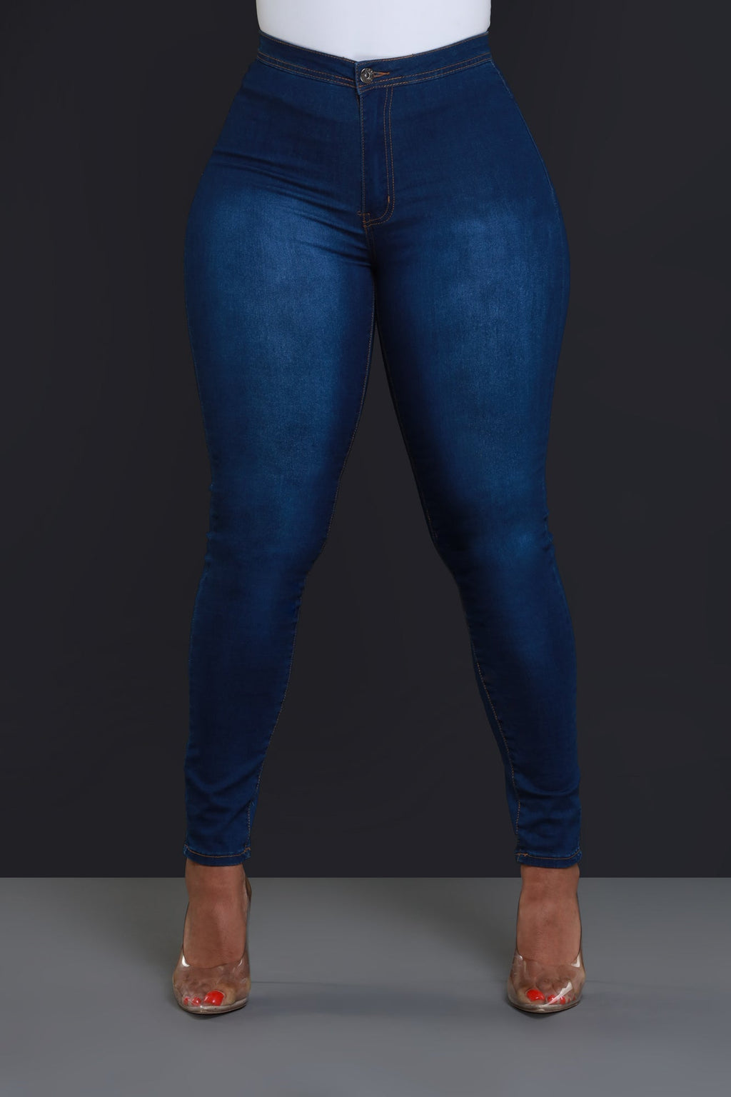 Super Swank High Waist Stretchy Denim Jeans- Medium Wash