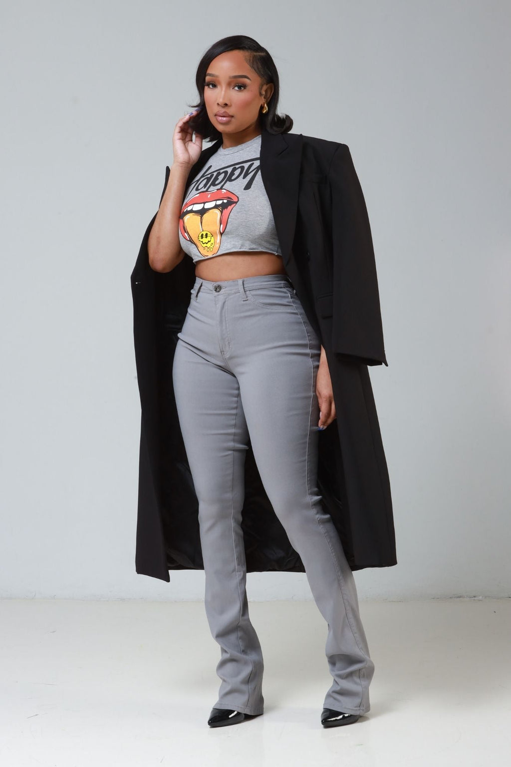 Right Call High Rise Stacked Bootcut Jeans - Grey