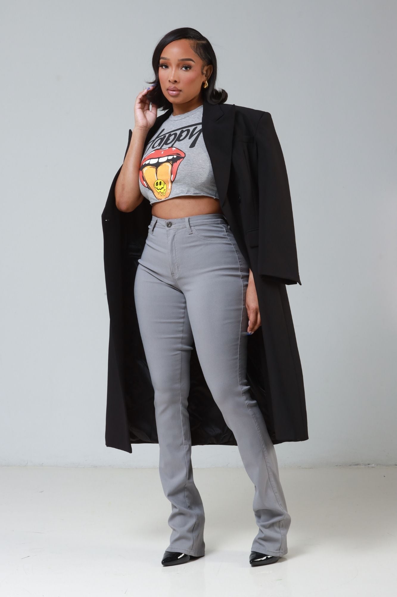 Right Call High Rise Stacked Bootcut Jeans - Grey