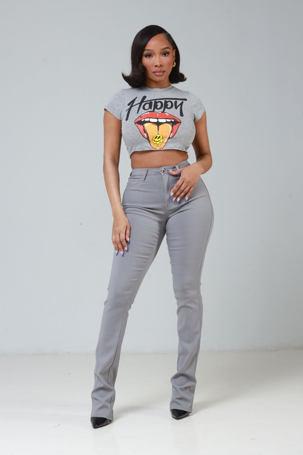 Right Call High Rise Stacked Bootcut Jeans - Grey