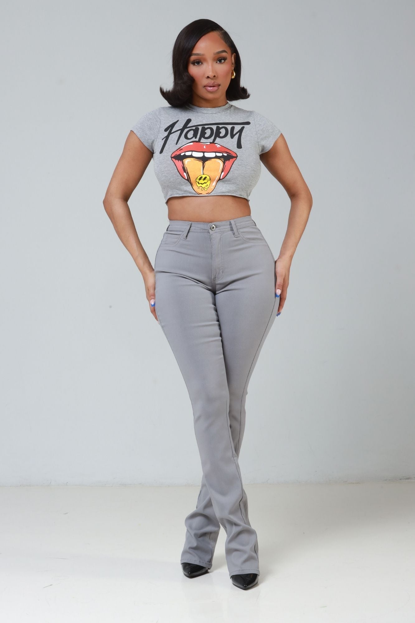 Right Call High Rise Stacked Bootcut Jeans - Grey