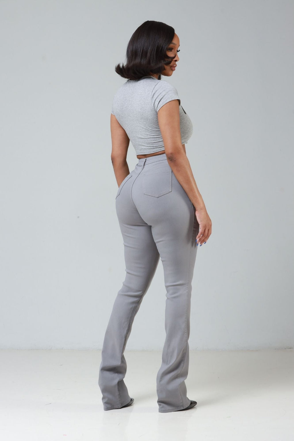 Right Call High Rise Stacked Bootcut Jeans - Grey