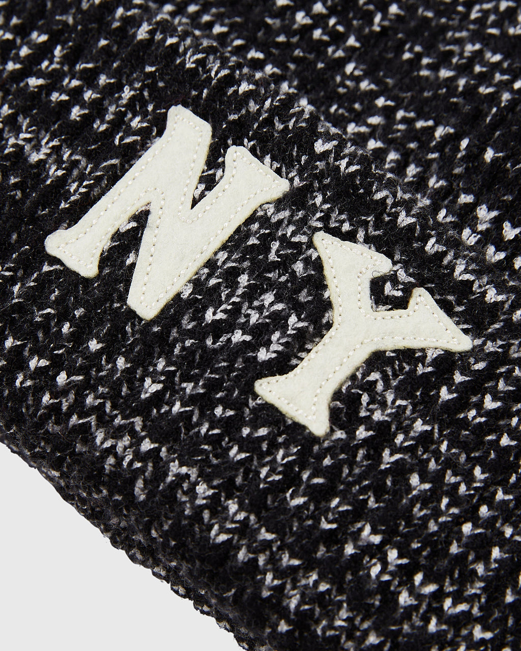 New York Black Yankees Felt Logo Ribbed Beanie