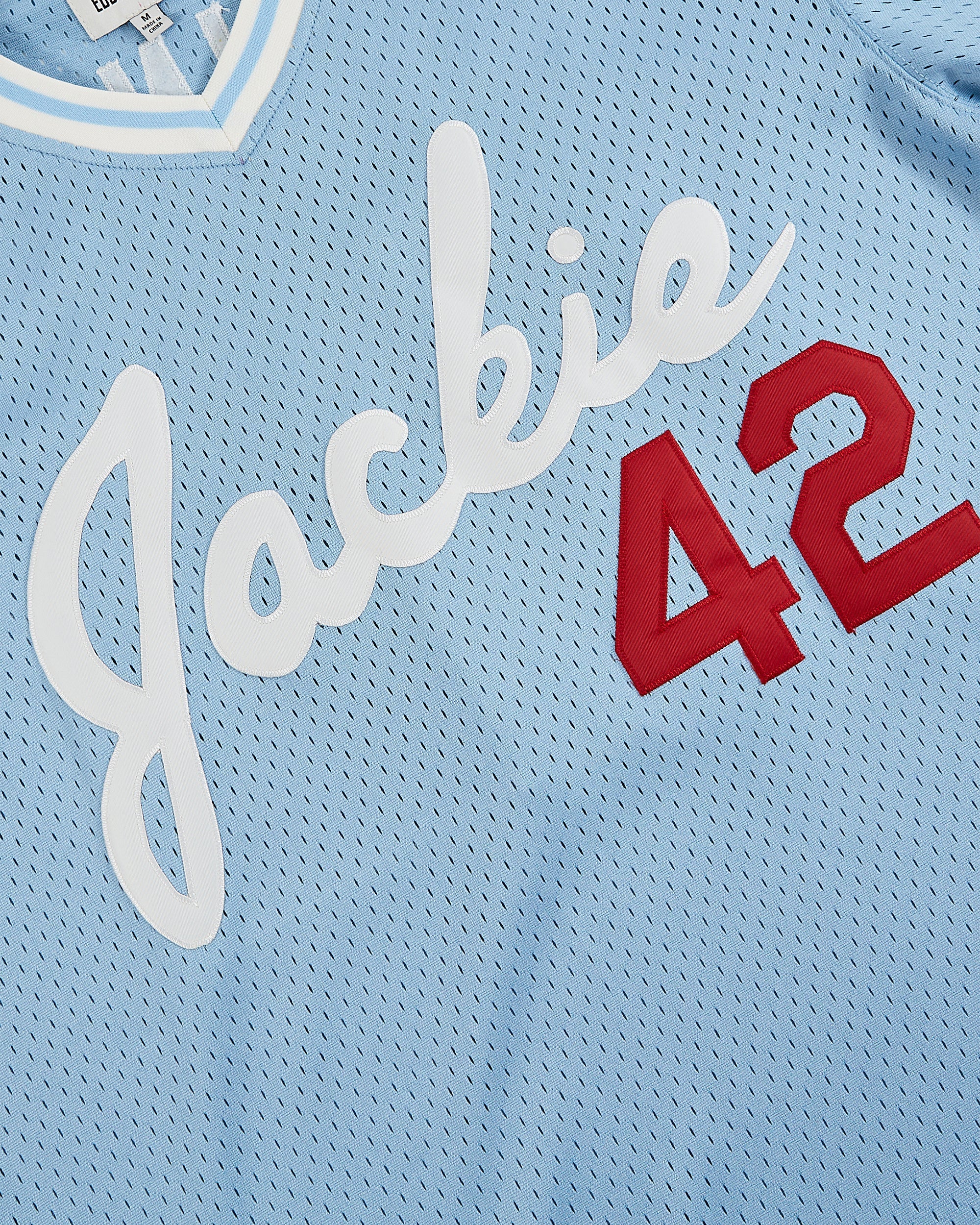 Jackie Robinson Powder Blue V-Neck Mesh Jersey