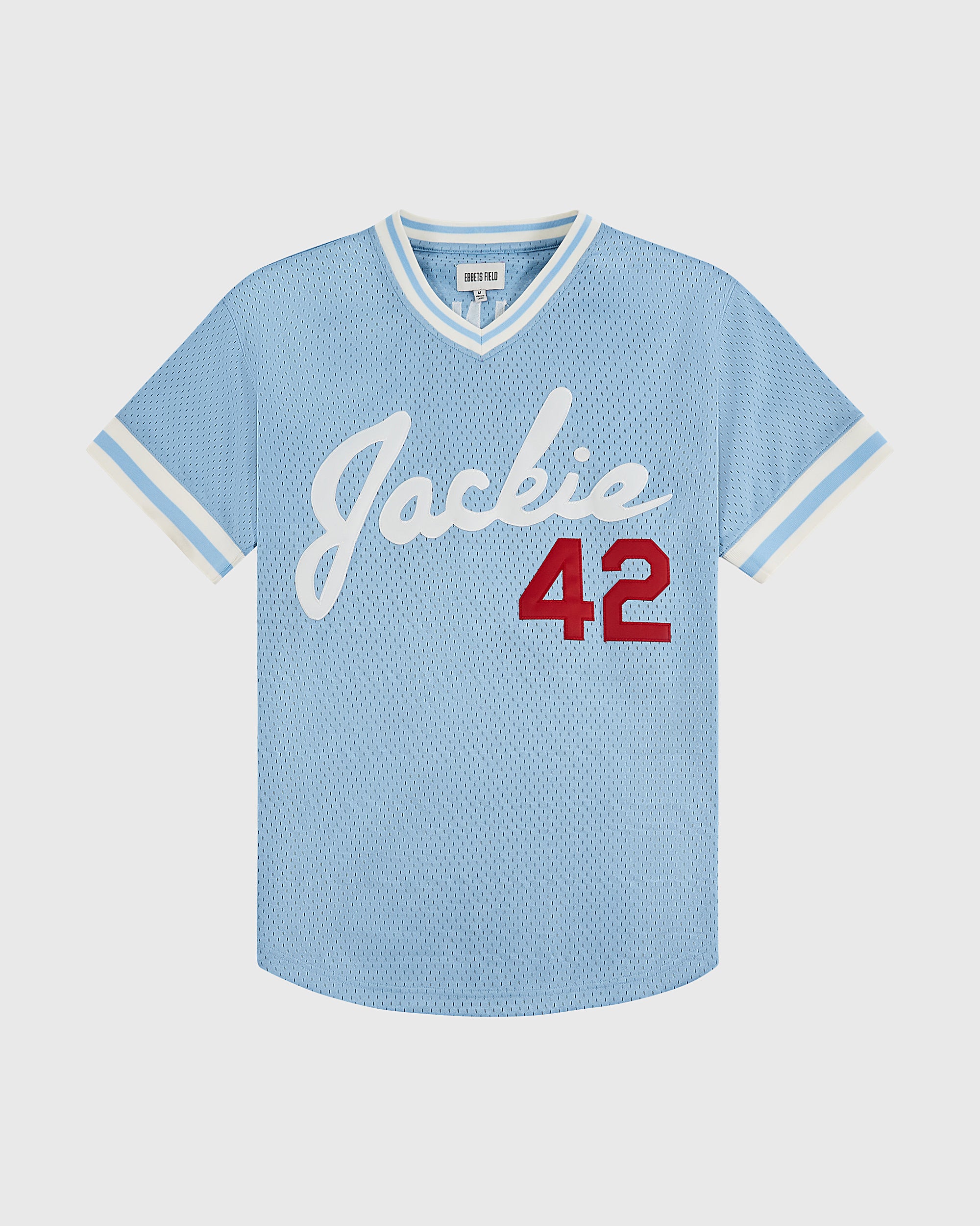 Jackie Robinson Powder Blue V-Neck Mesh Jersey