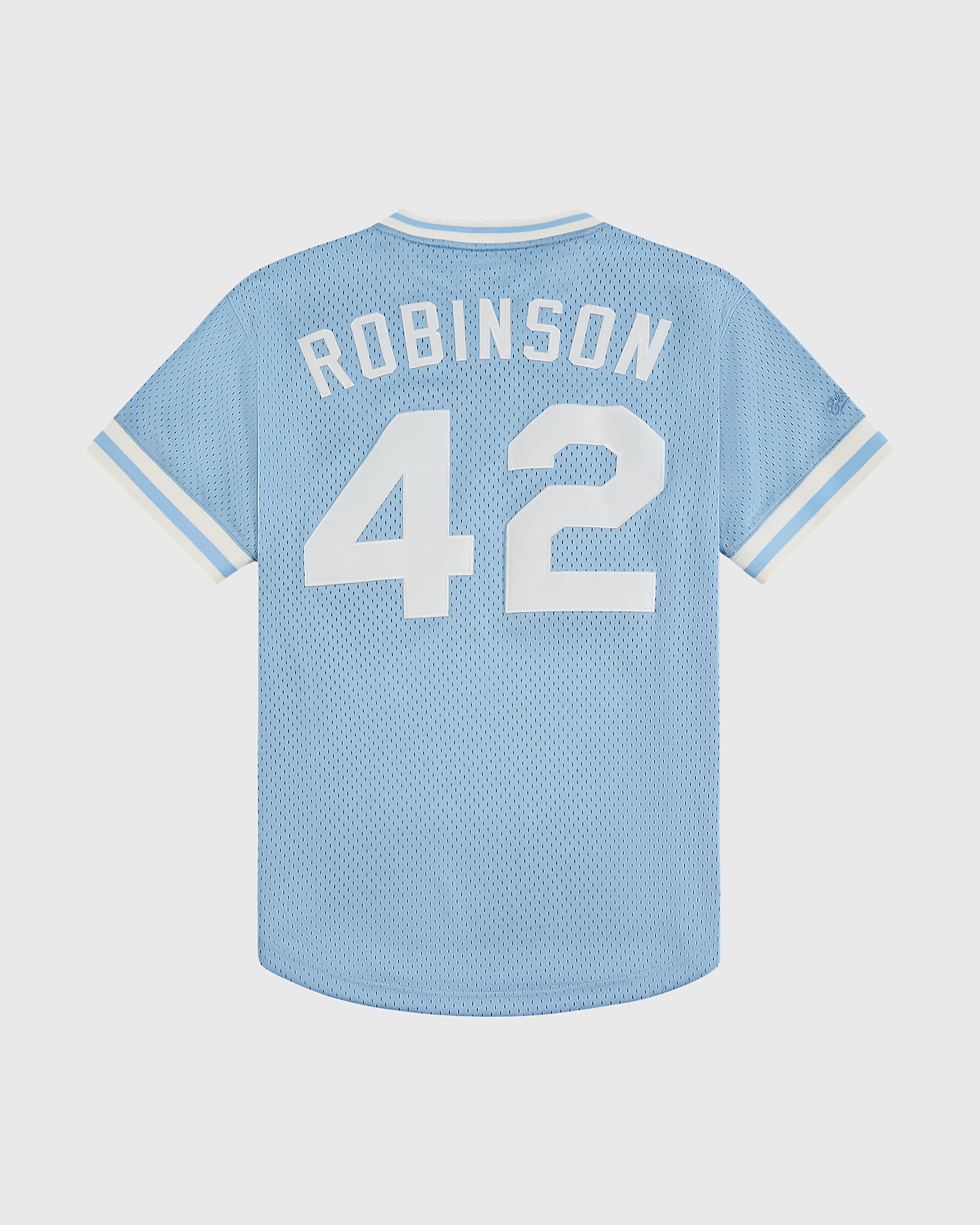 Jackie Robinson Powder Blue V-Neck Mesh Jersey
