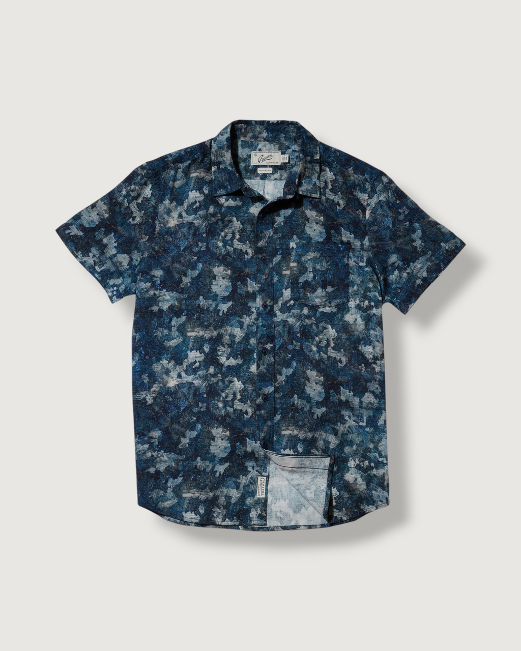 Bedford Textured Printed Shirt - Blue Camo Print
