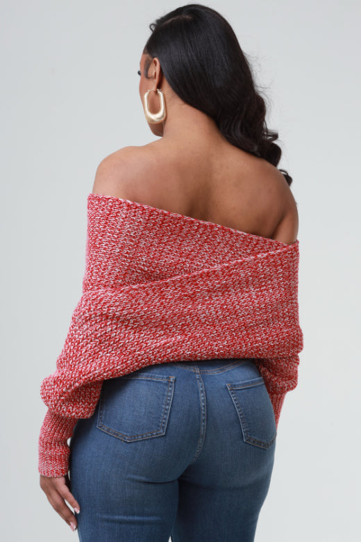Multi Way Wrap Sweater - Red/Fog