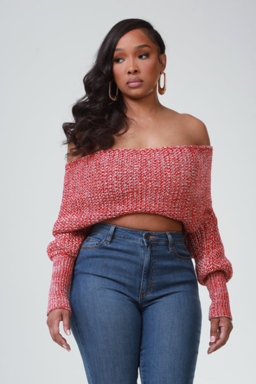 Multi Way Wrap Sweater - Red/Fog