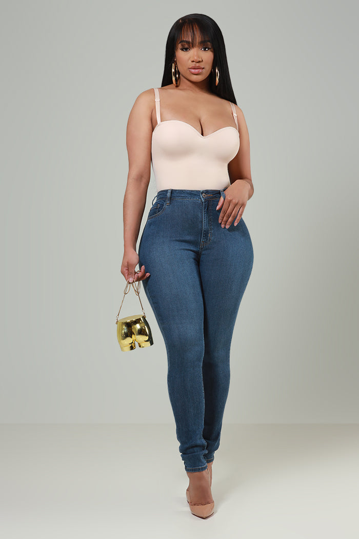 Sequel High Rise Fitted Skinny Jeans - Medium Wash
