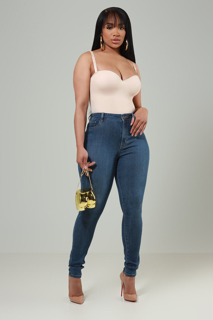 Sequel High Rise Fitted Skinny Jeans - Medium Wash
