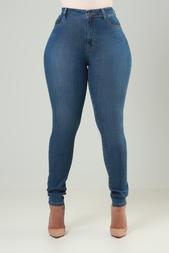 Sequel High Rise Fitted Skinny Jeans - Medium Wash