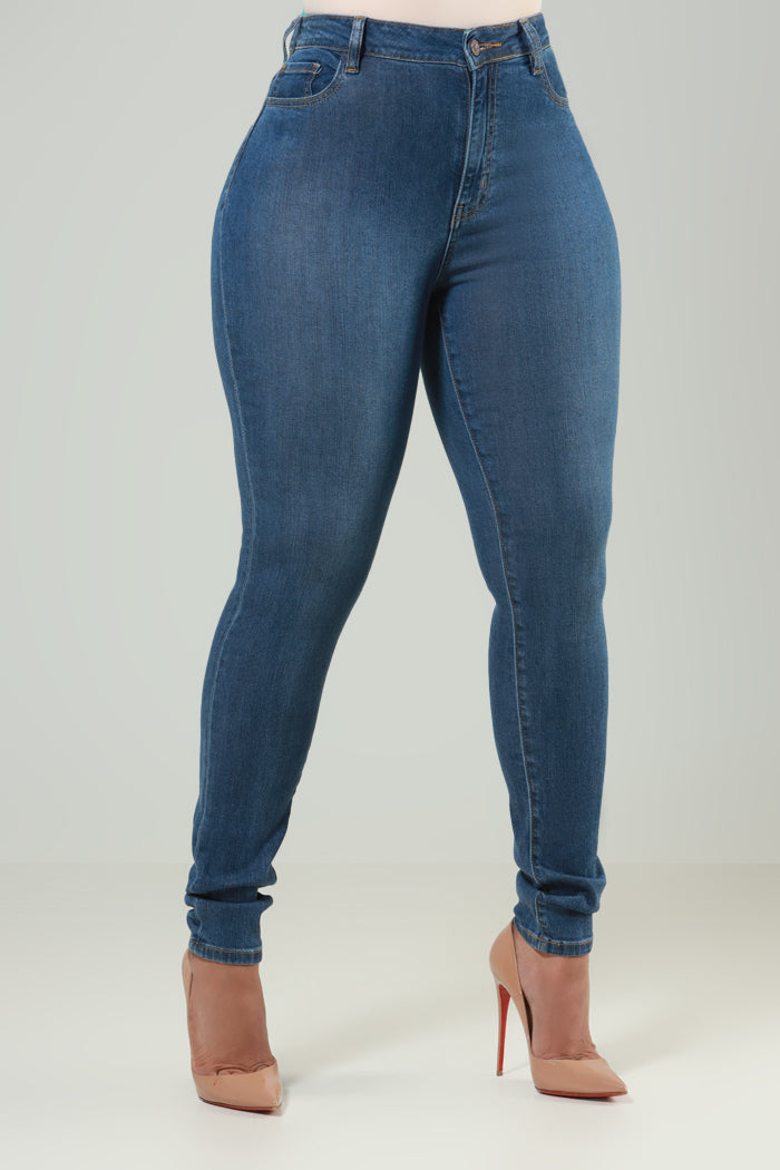 Sequel High Rise Fitted Skinny Jeans - Medium Wash