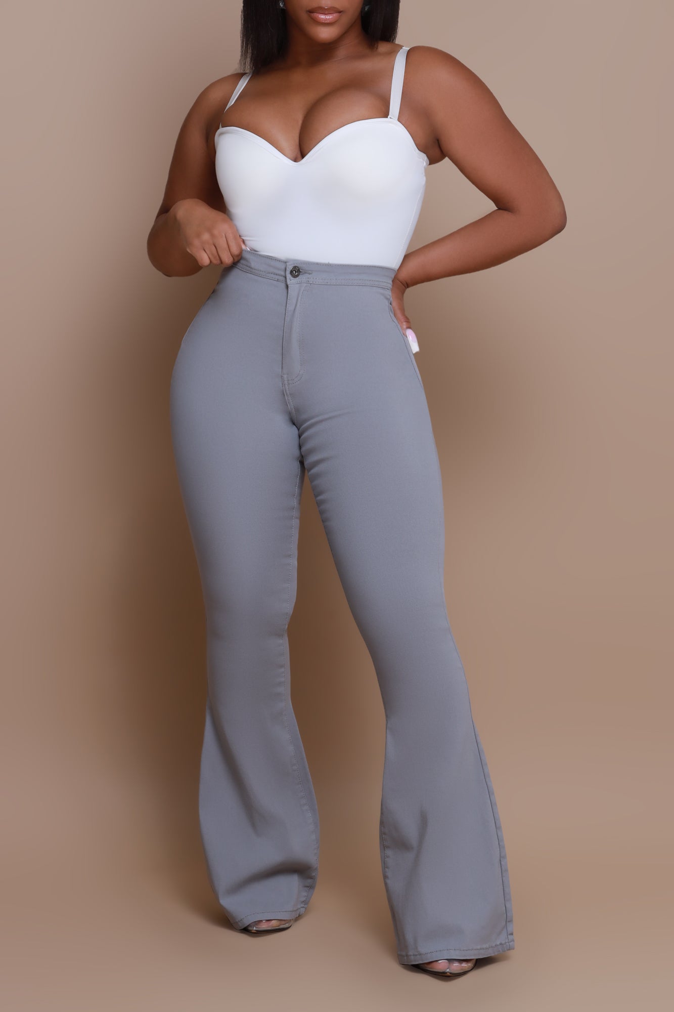 Fit & Flare Super Stretchy High Rise Jeans - Grey