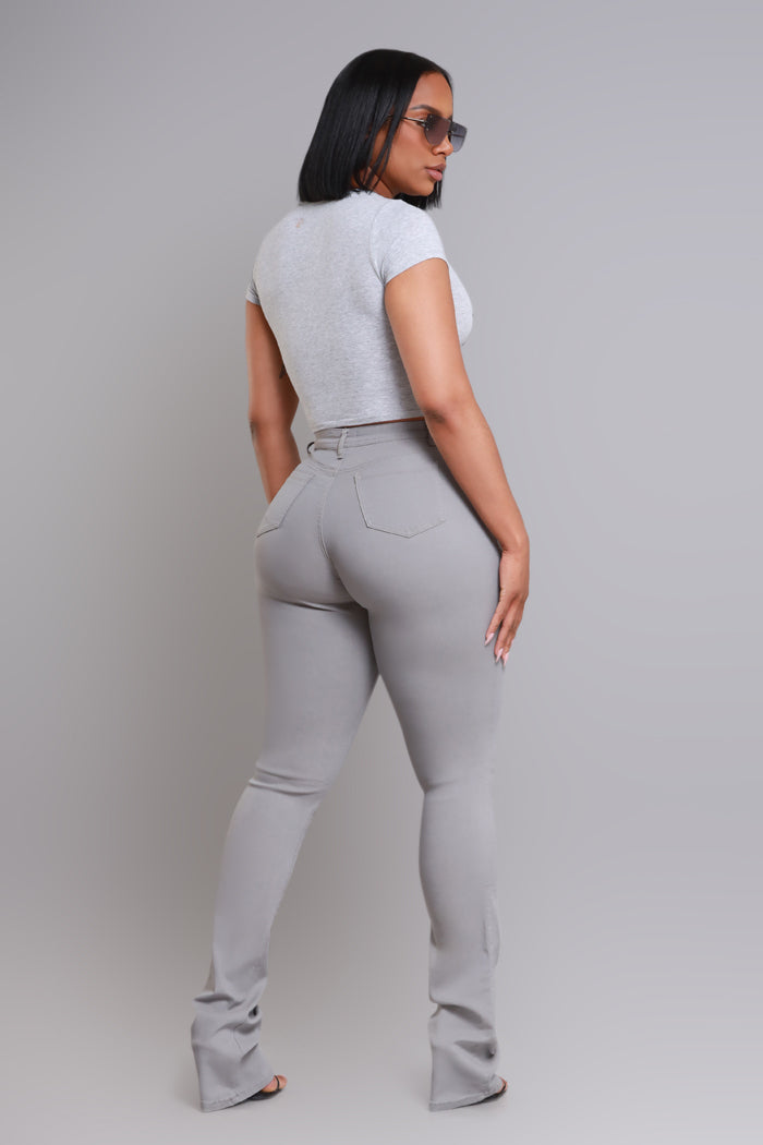 Right Call High Rise Stacked Bootcut Jeans - Grey