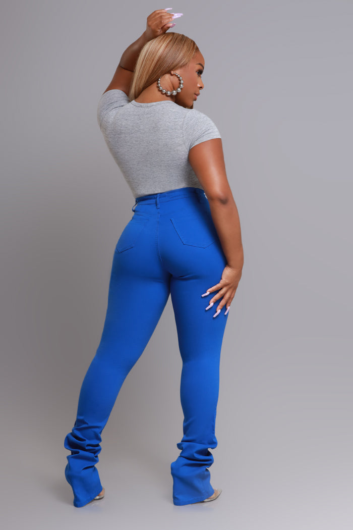 Right Call High Rise Stacked Bootcut Jeans - Royal Blue