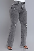 RWD RAW 400 High Rise Jeans - Grey Distressed Wide Leg