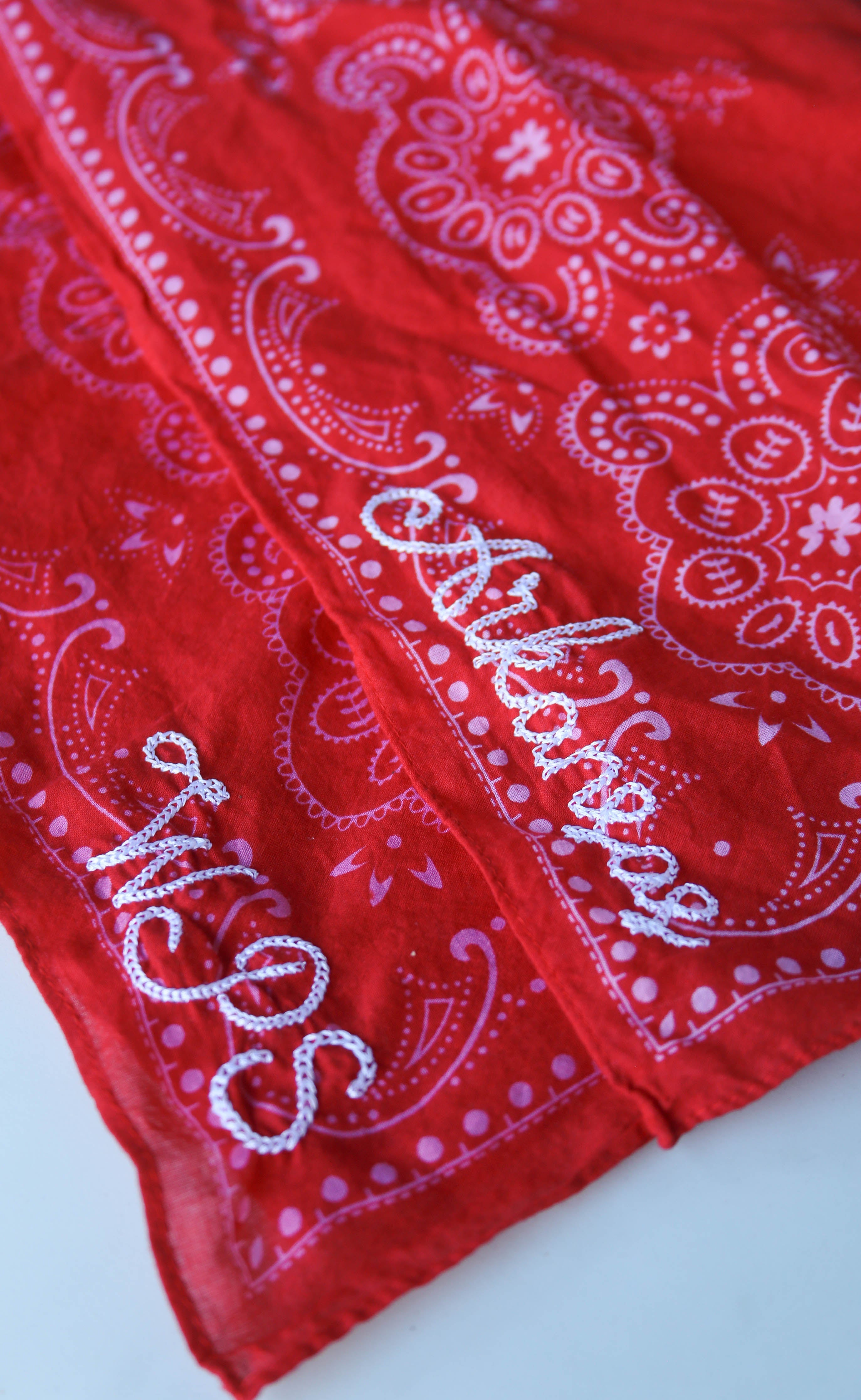 embroidered bandana with chainstitch