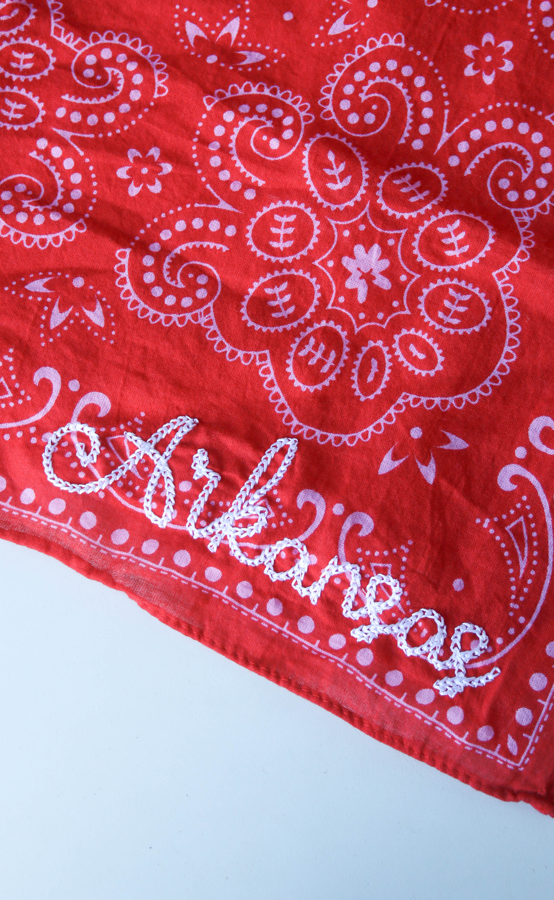 embroidered bandana with chainstitch