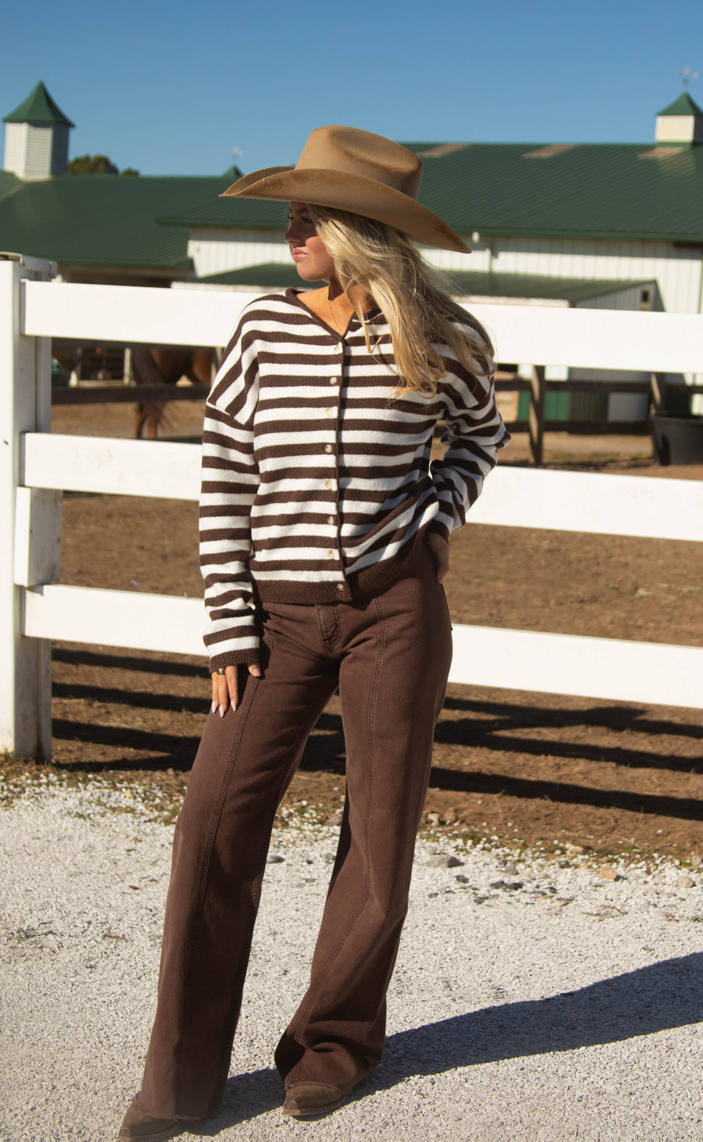 not a fool striped cardigan - brown