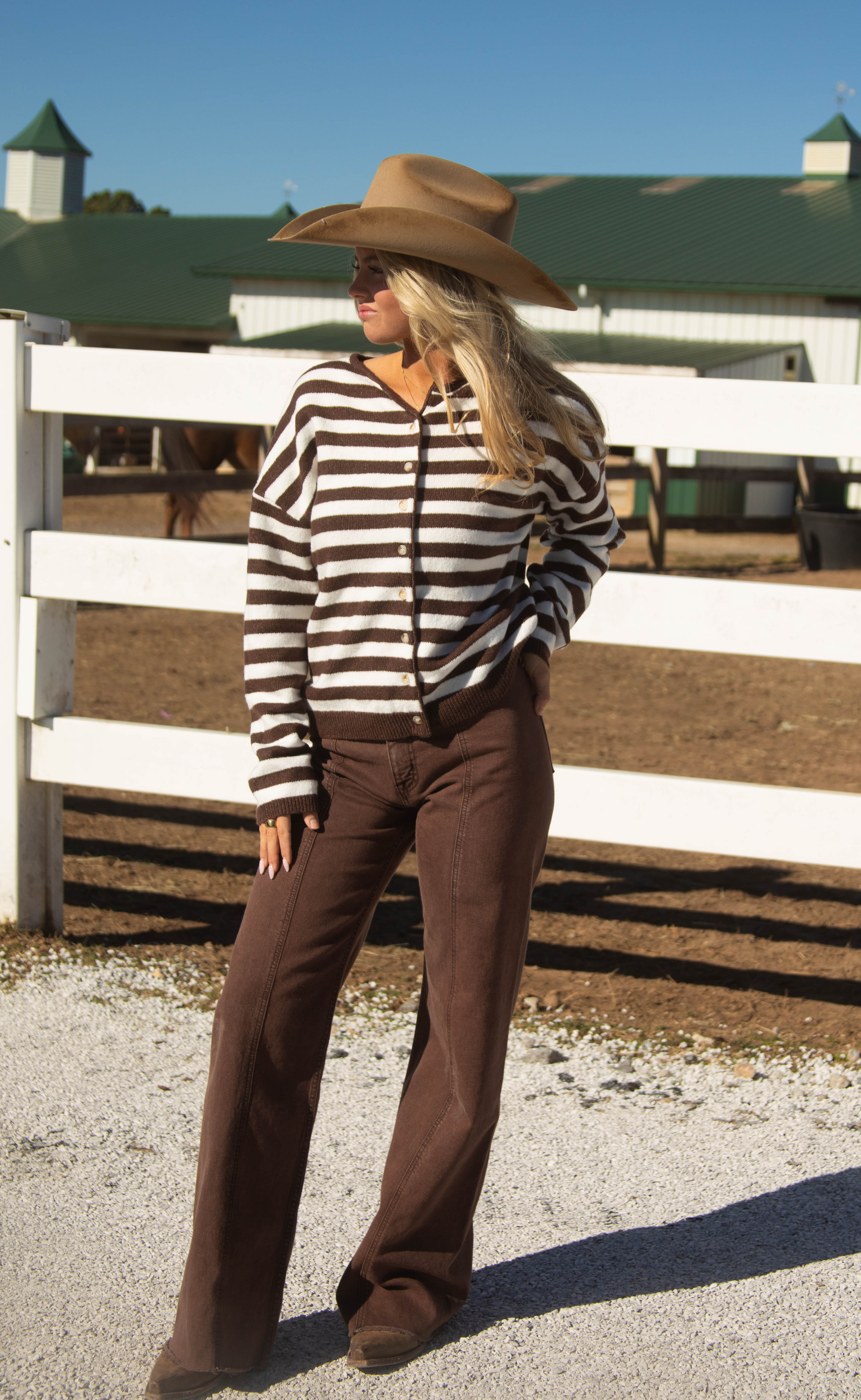 not a fool striped cardigan - brown