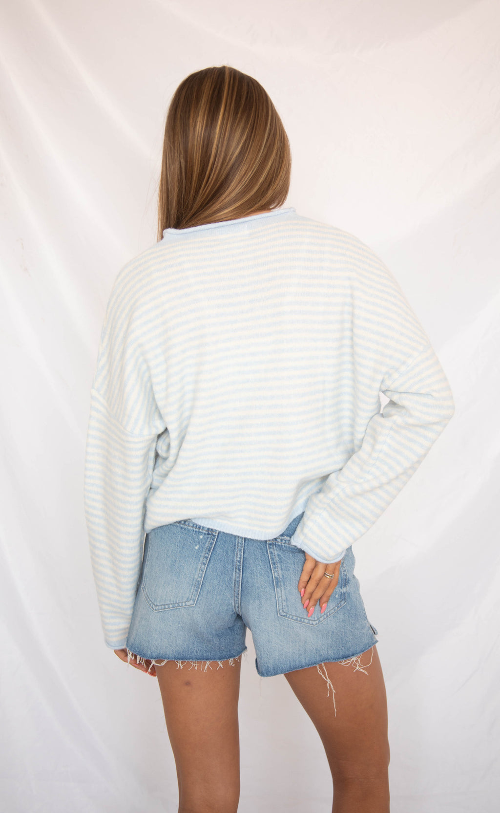 beat of your heart cardigan - light blue stripe