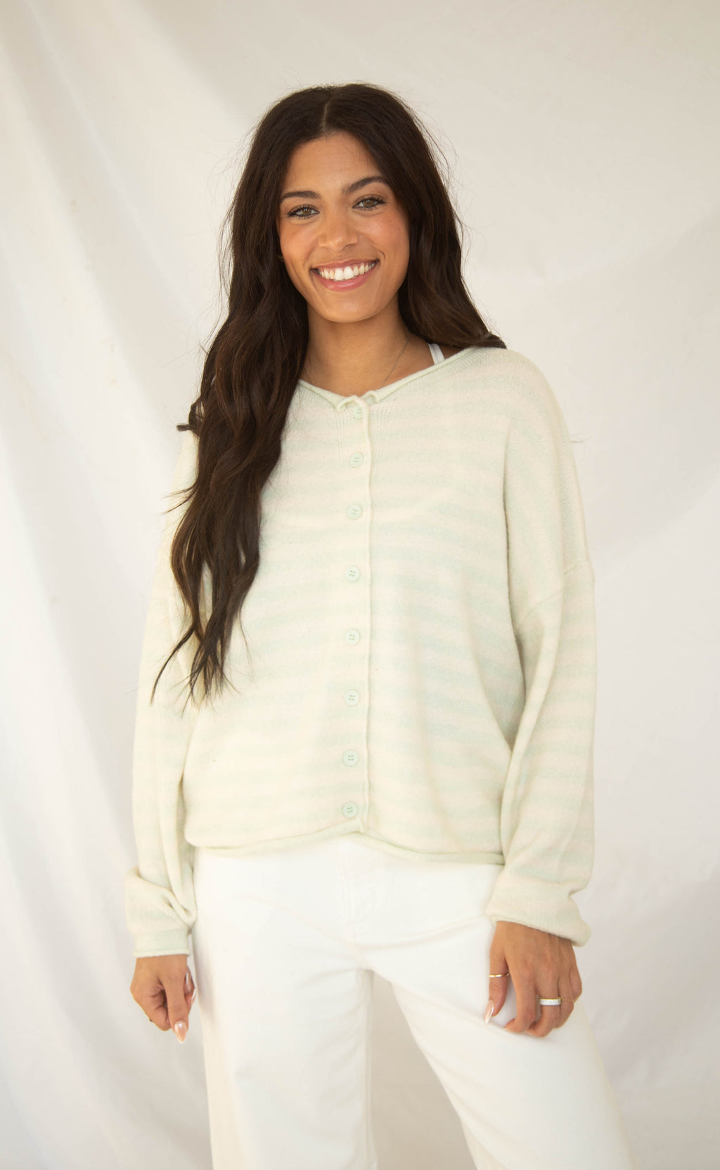 keep trying striped cardigan - mint
