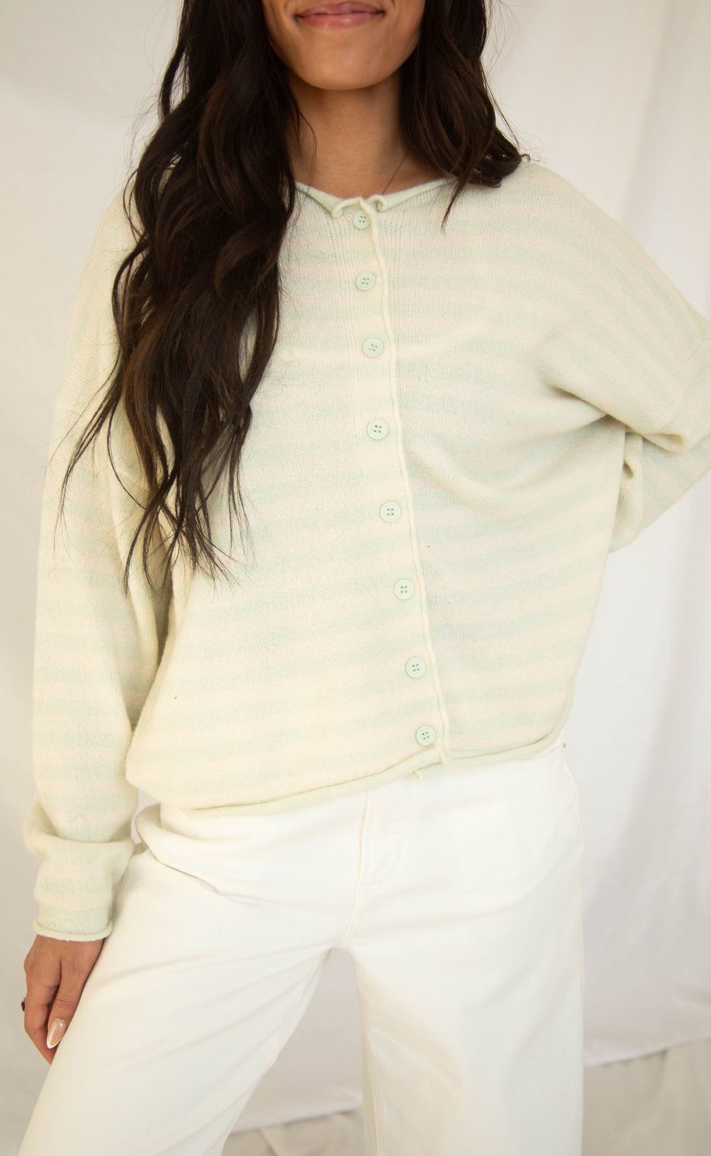 keep trying striped cardigan - mint