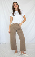 pistola: kyra ankle high rise bowed wide leg jeans - tannin