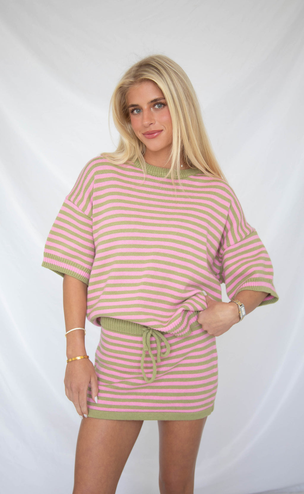 hold you close striped sweater set