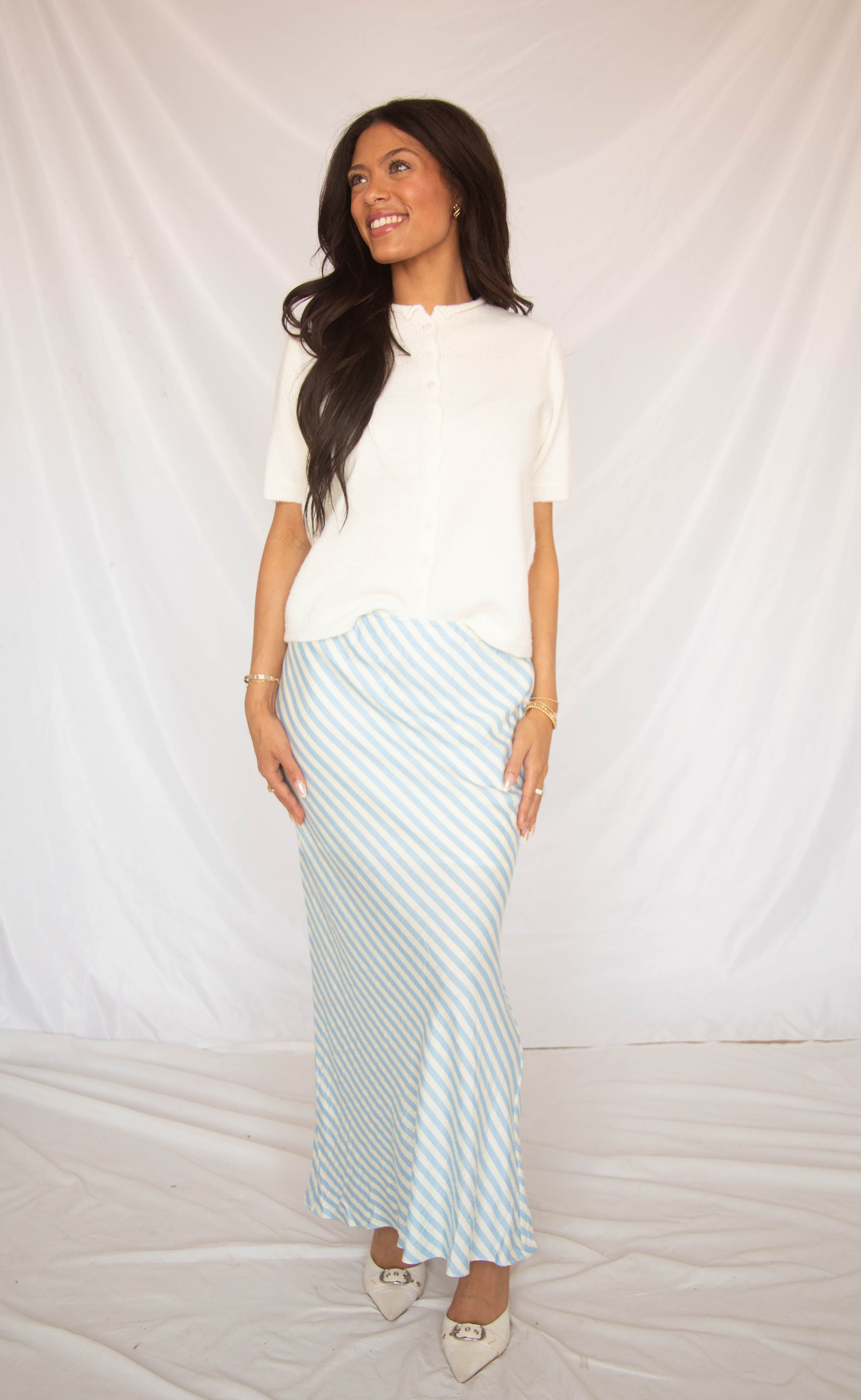 what do you say striped maxi skirt