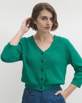 Lowie Green Cotton Waffle Knit Cardigan
