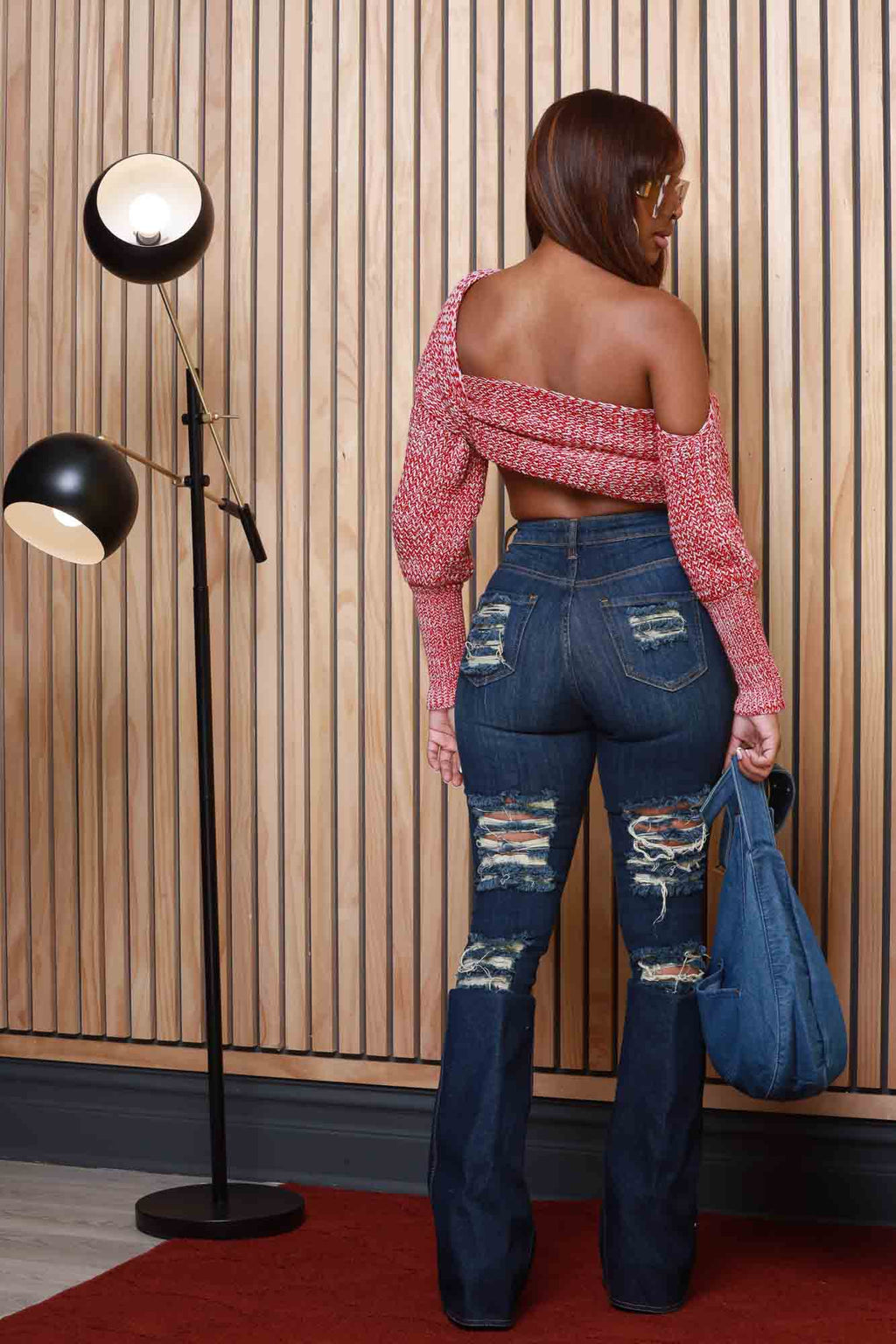 Multi Way Wrap Sweater - Red/Fog