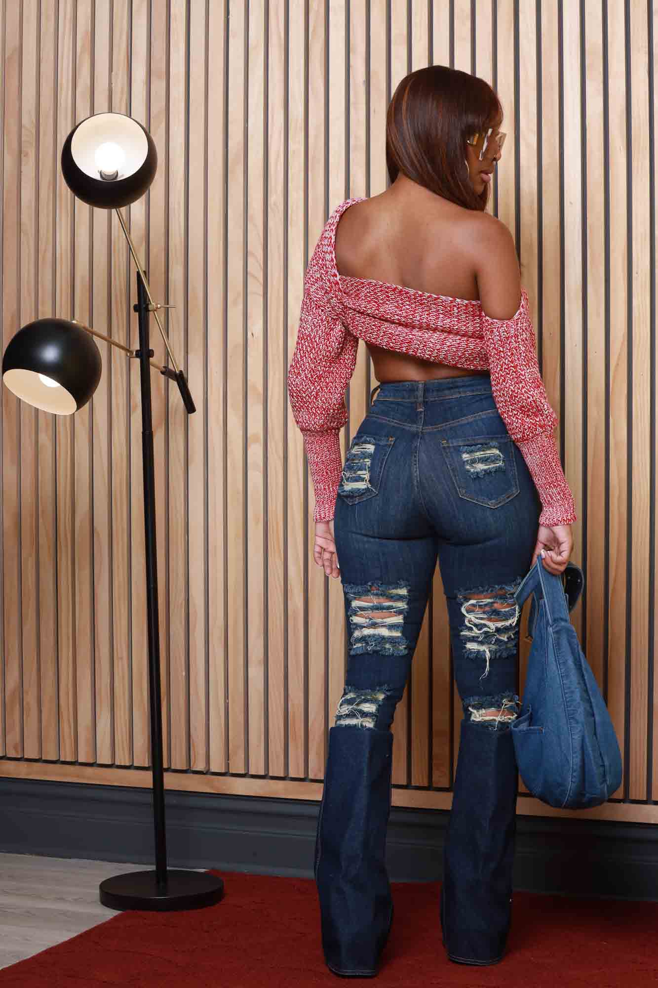 Multi Way Wrap Sweater - Red/Fog