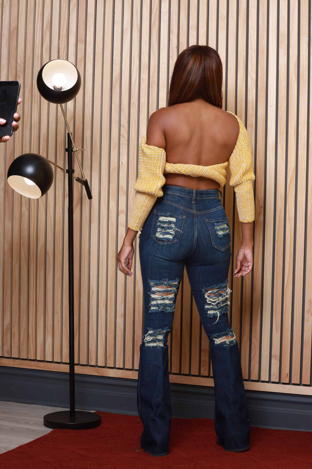 Multi Way Wrap Sweater - Honey/Ivory