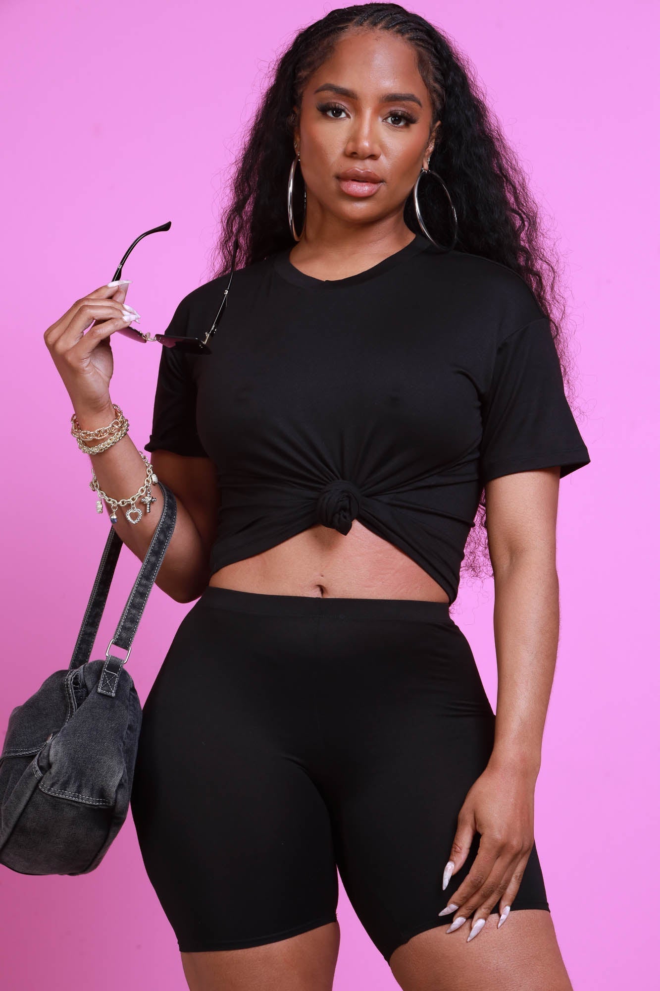 Kim Biker Shorts Set - Black