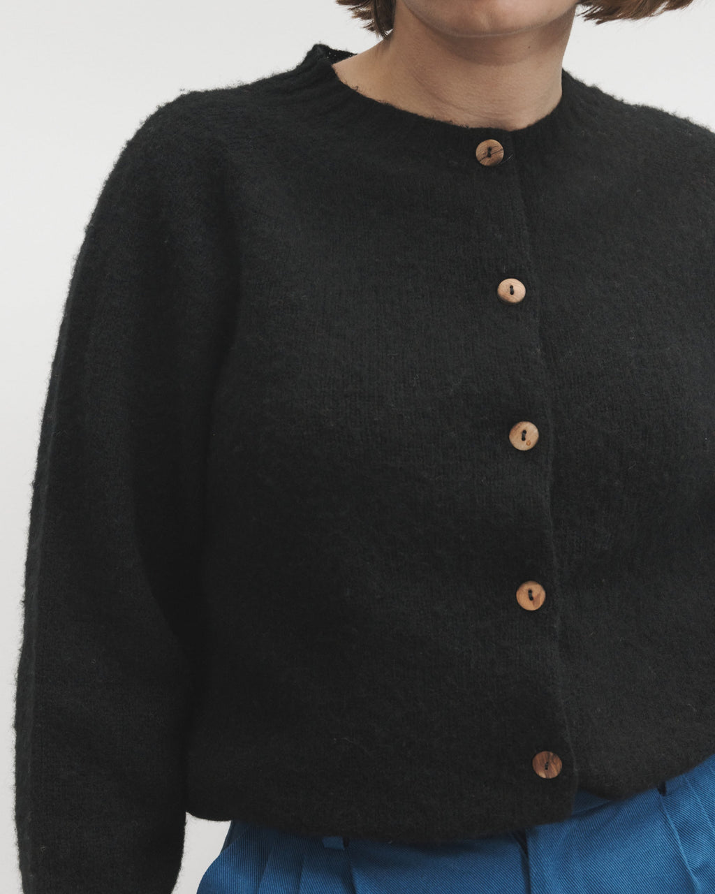 Lowie Black Brushed Boxy Cardigan
