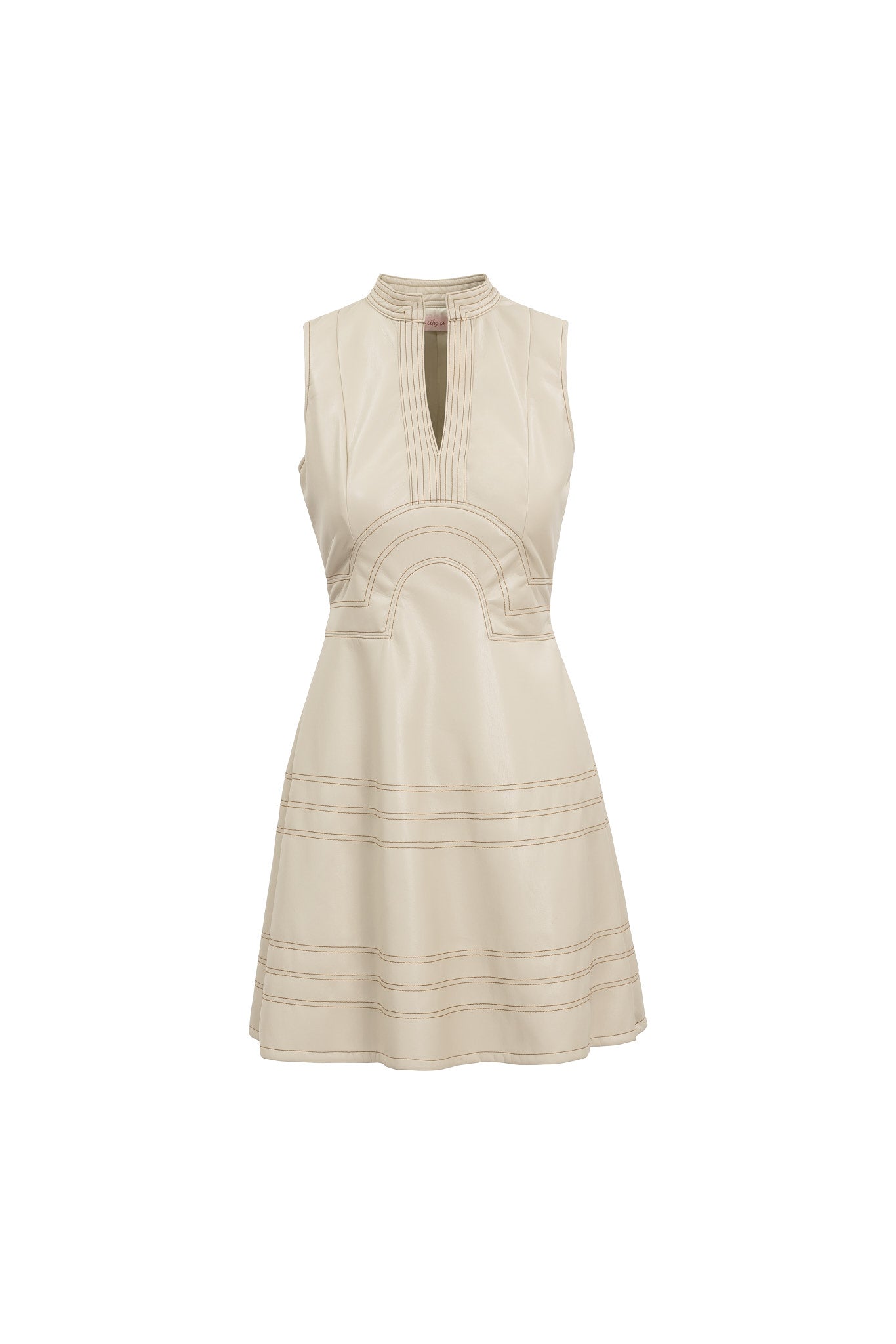 Faye Dress in Cream Vegan Leather
