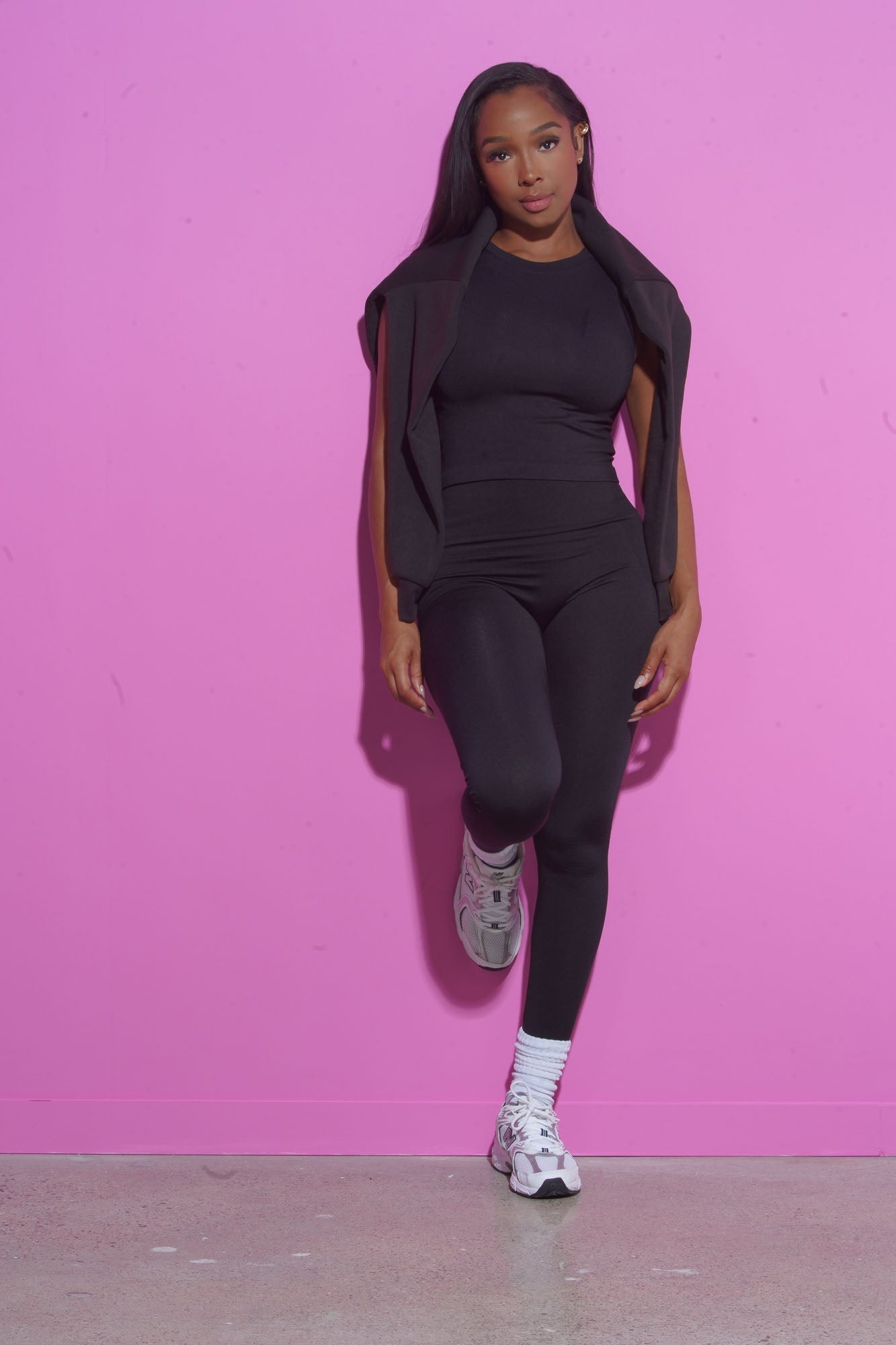 Mind Reader Cropped Legging Set - Black/Black